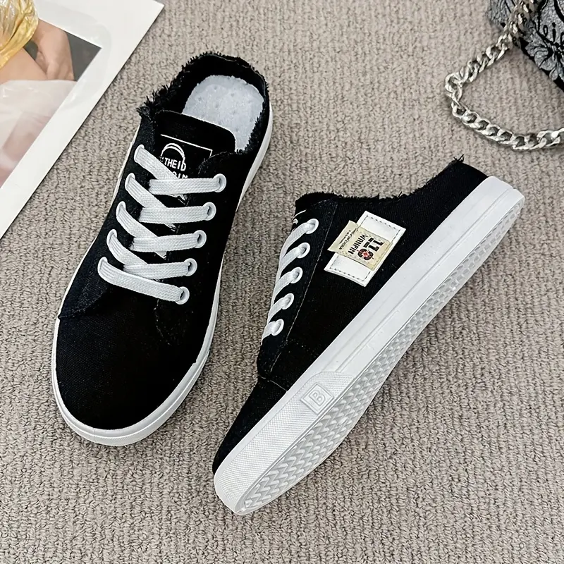 Women's Lightweight Backless Slip-On Sneakers - Ventilation Design, Flat Sole - Comfortable Outdoor Wear for Casual Training Athletic Activities