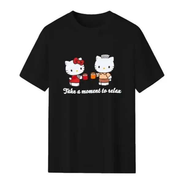 Sanrio Hello Kitty T Shirt Cotton Oversized Crewneck Shortsleeve Streetwear Graphic Tee Summer Essential