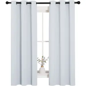 NICETOWN Room Darkening Draperies Curtains Panels， Window Treatment Thermal Insulated Grommet Room Darkening Curtains/Drapes for Bedroom (Greyish White， 2 Panels， 34 by 63)