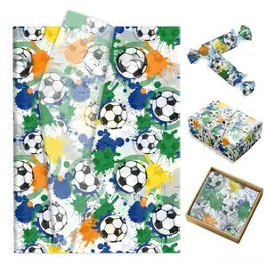 50 Sheets Fan Gift Wrapping Paper Soccer Tie Dye Graffiti Tissue Paper Moisture-Proof & Durable for Soccer Birthday Gifts, Soccer Sports Souvenirs & Sports Party Candy Bags