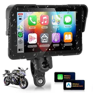Motorcycle Wireless CarPlay 5" IPS Display – Waterproof, Portable, GPS Navigation, Voice Control & Tire Pressure Monitoring