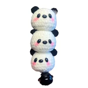 Cute Stacked Panda Heads Crochet Keychain K028