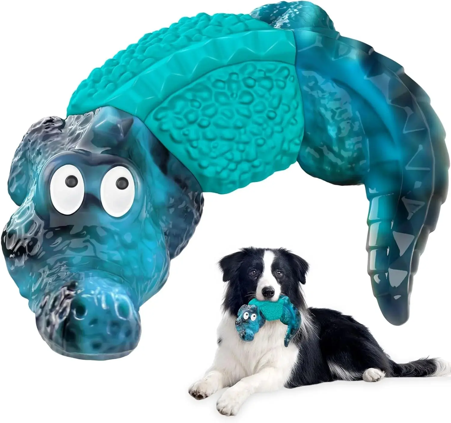 Aggressive Chewer's Delight: Durable Nylon and Rubber Crocodile Toy