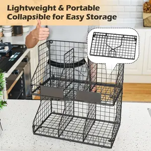 Pack Pantry Organizers and Storage Shelf, Stackable Can Organizer for Canned Food and Goods, Metal Wire Rack with 4 Adjustable Dividers Holds 60+ Cans for Under Cabinet Kitchen Countertop