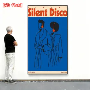 2D flat   Silent Disco art poster, frameless canvas wall mural, aesthetic canvas print mural, suitable for living room decoration, bedroom decoration, office decoration