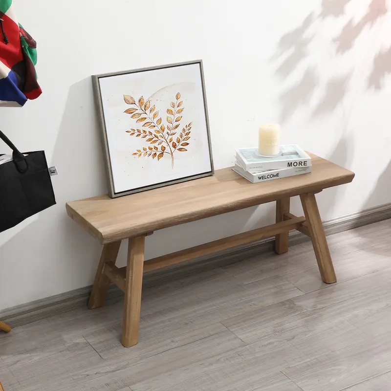 PieDle Furniture Rustic Solid Wood Farmhouse Bench for Indoor & Outdoor Use, Ideal for Dining Room and Entryway, Easy to Assemble, Natural