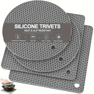 4PCS Heat-Resistant Non-Slip Silicone Trivets Set - Durable Pot Holders, Kitchen Hot Pads, Multipurpose Jar Openers & Coasters for Pots & Pans, Silicone Mat, Hand Wash Only