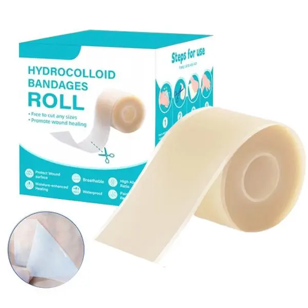 Sterile Waterproof Hydrocolloid Wound Care Roll - Self-Adhesive Therapeutic Bandages, 50g, Highly Absorbent for Healthcare Burn & Blister Treatments, 1.5M/5M Options