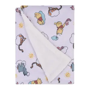 Winnie the Pooh So Loved Yellow, Aqua, and White Deluxe Reversible Super Soft Baby Blanket