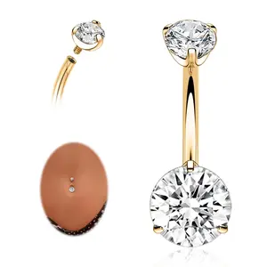 AROWRO G23 Titanium Belly Button Ring Hypoallergenic Belly Rings Internally Threaded Belly Button Piercing 14G 8-14mm Navel Piercing Jewelry with Round Cubic Zirconia