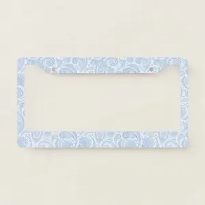 Cute white blue paisley pattern license plate frame