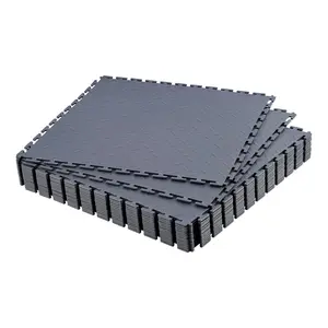 VEVOR Garage Floor Tiles Interlocking, 16 Pack 20.2x 20.2x 0.2 in Interlocking Modular Garage Flooring Tiles, Diamond Plate Slip-Resistant PVC Mats for Workshop, Warehouse, Tool Room, Graphite Gray
