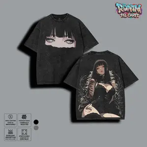 Hinata Hyuga Waifu Washed T-Shirt, Naruto Anime Back Print Tee, Dark Aesthetic Oversized Streetwear for Anime Lovers