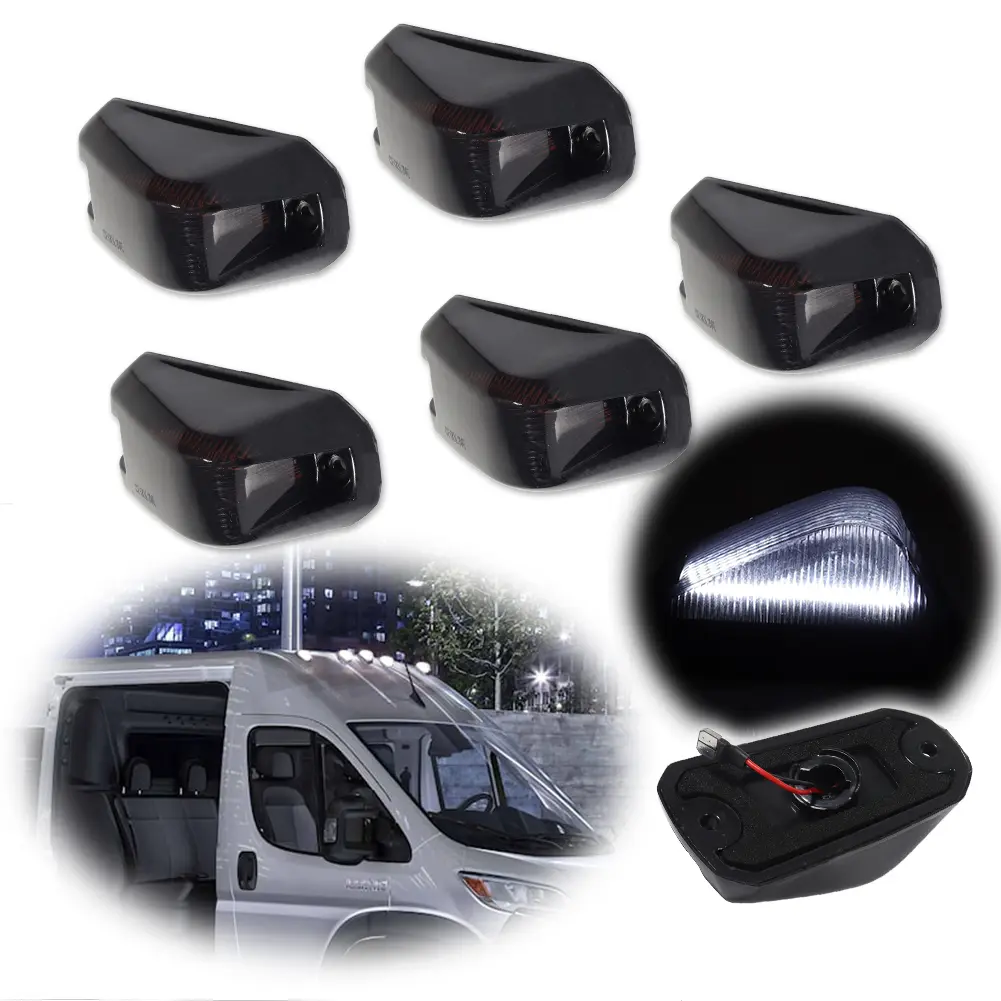 5pcs LED Front Roof Cab White Clearance Lights For 2014 2015 2016 2017 2018 2019 2020 2021 2022 2023 Ram ProMaster 1500 2500 3500,Replace OEM 68261677AC, 55372929AB, 68261677AA, 68261677AB, 55077559AE, 55077559AC, 55077559AD