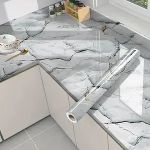 15.75 Inches wide gilded slate marble self adhesive wallpaper multiple lengths available oil resistant high temperature proof decor for kitchen and bathroom