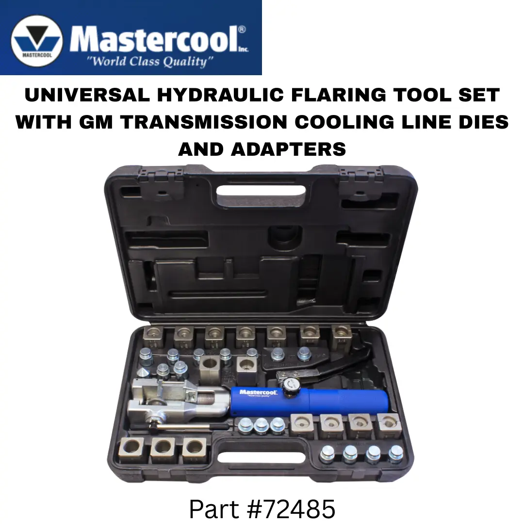 Mastercool Universal Hydraulic Flaring Tool Set, GM Transmission Cooling Lines Dies, D Adapters, Brake Lines Compatibility, 1/2 Inch Components, Enlarged Die Set, Flare-Double Flare for 3/16, 1/4, 5/16, 3/8 & 1/2” Sizes, Custom Molded Box, Flare/Double Fl