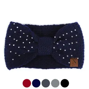 Nollia Women's Rhinestone Twist-Knot Knit Ear Warmer Headband