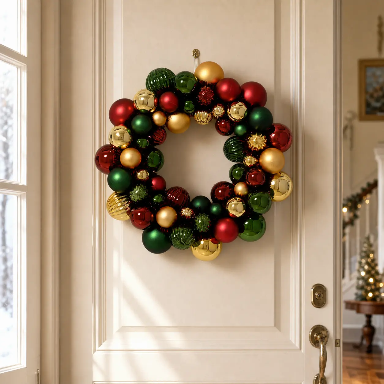 15" Multicolor Shiny & Matte Shatterproof Ball Wreath