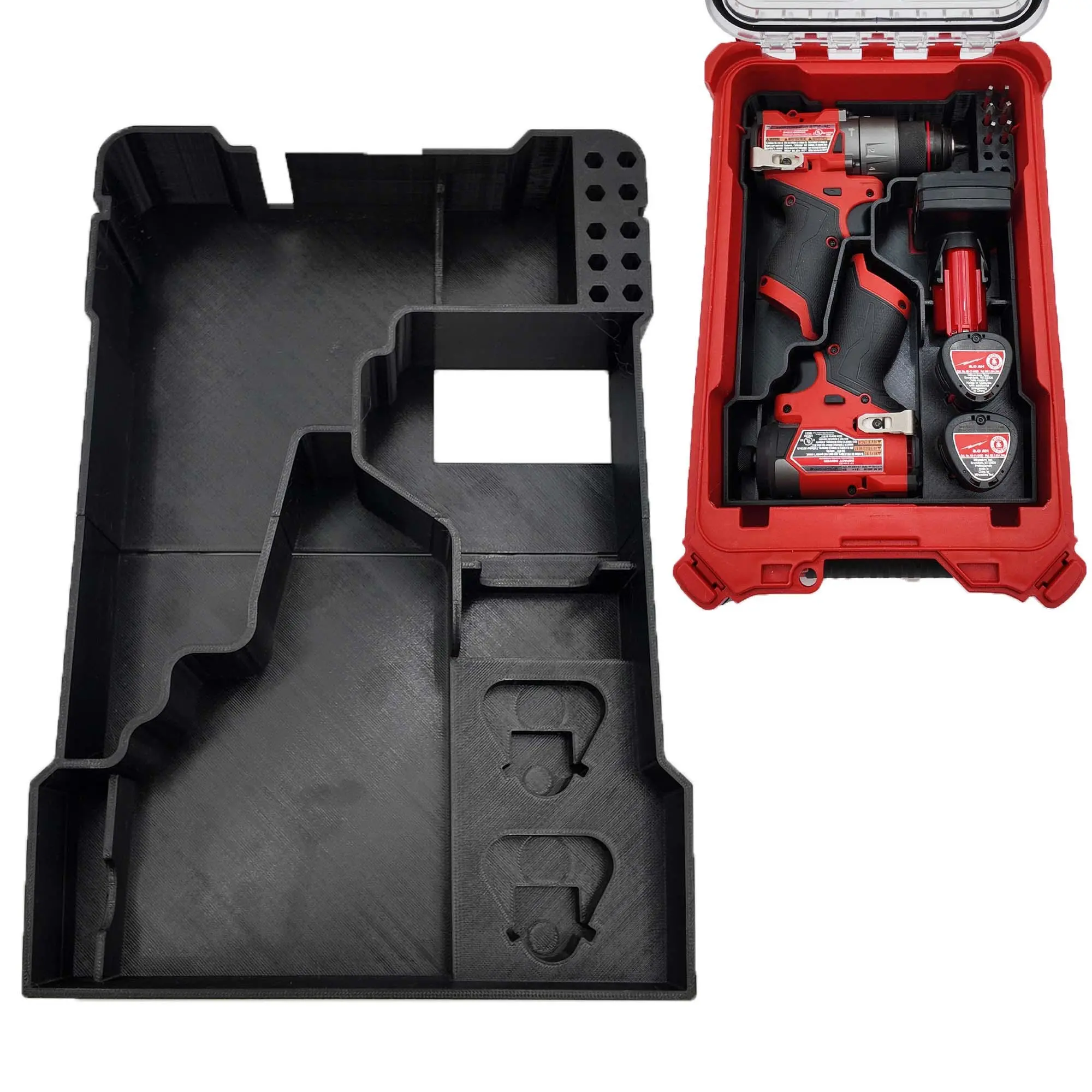 (Made in the USA) Packout Insert for M12 Fuel Drill/Driver and Impact- Milwaukee Compact Organizer