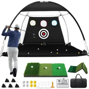 Golf Net, 10x7ft Golf Hitting Aid with Foldable Tri-Turf Mat, Designed for Outdoor & Indoor Use, Practice Nets for Backyard Driving Real Balls, Ideal Gifts for Men Dad Husband & GolfersCCSummitSway27