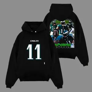 A.J. Brown 11 For Eagles Nation Cotton Hoodie Sweatshirt T-Shirt (Made In US), Birds Fans Outfit, Philly Football Game Day Outfits, Gift For Football Fans, Football Graphic Hoodie