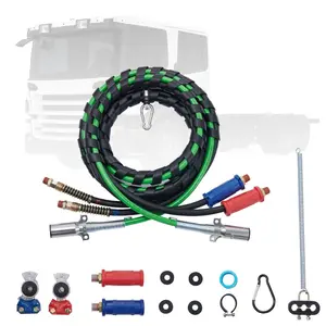 VEVOR 15FT Semi Truck Air Lines Kit with 2PCS Glad Hands, 3-in-1 Air Hoses 7 Way ABS Electric Power Line, with 2PCS Gladhand Handles, 4PCS Seals and Tender Spring Kit for Semi Truck Trailer Tractor