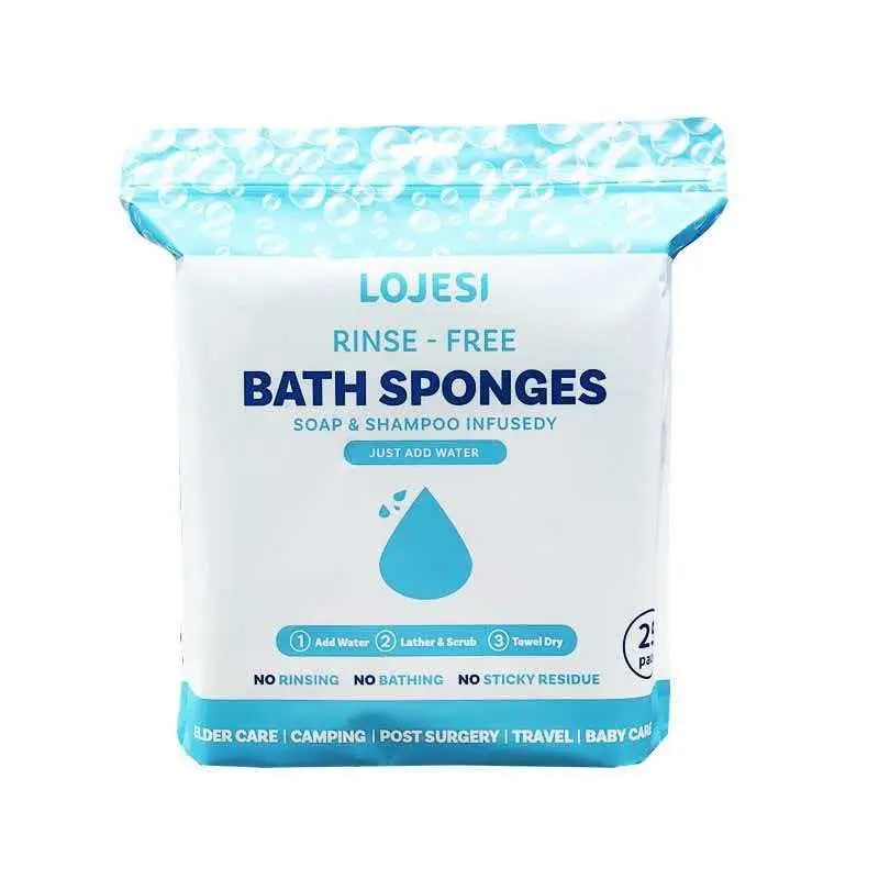 Disposable No-Rinse Bath Wipes 25 Pieces, All-Purpose Shower Wipes, Quick Clean Ideal Choice, Perfect for Travel, Camping and Baby, Lightweight, Cleaning