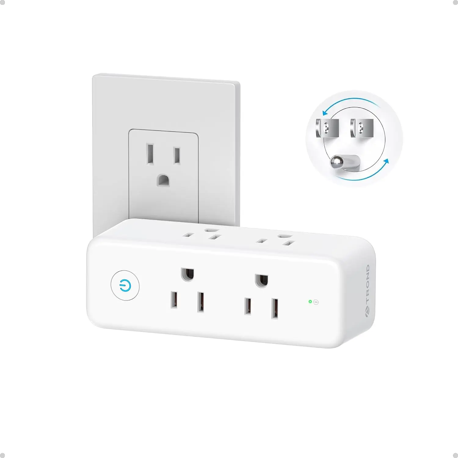 TROND Outlet Extender Surge Protector - 6 AC Outlet Splitter with Switch | Multi Plug Wall Outlet with 360 Rotating Plug, 1440J, 3 Way Plug Adapter for Tight Space in Home Bathroom Kitchen Office Dorm