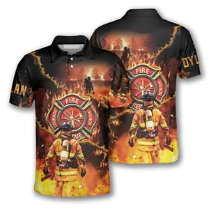 Fireman Fire Flame Custom Firefighter Polo Shirts for Men, Firefighter shirt, Gi