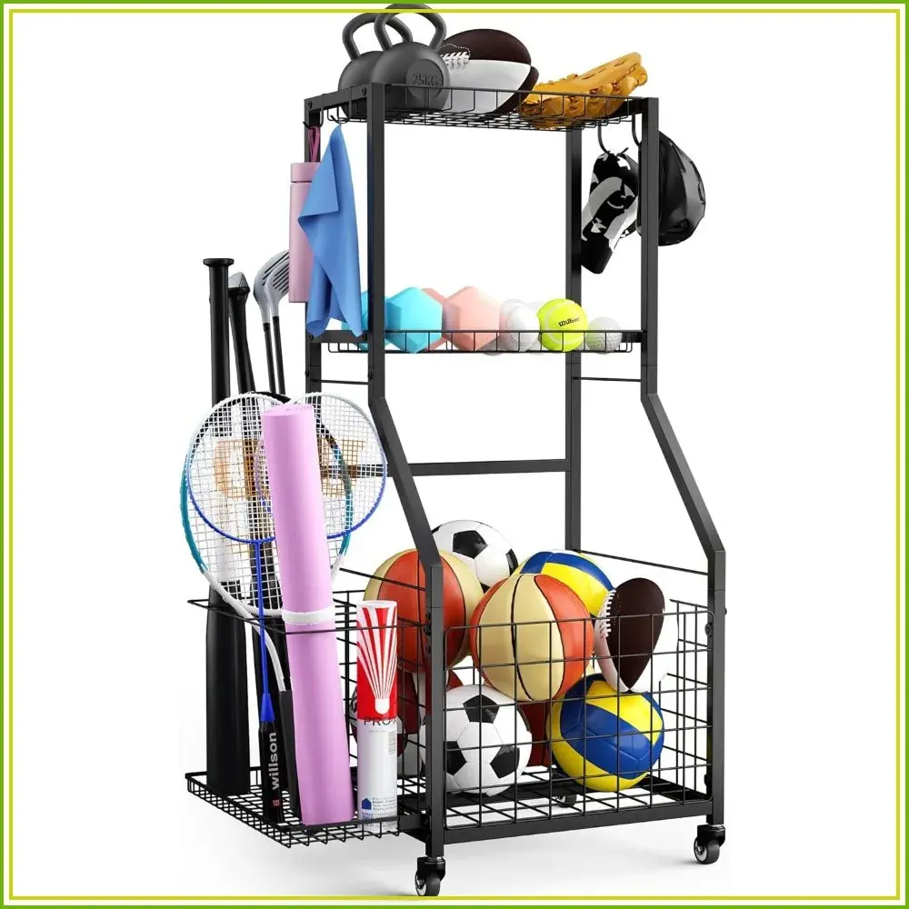 3-Tier Garage Ball Storage Rack