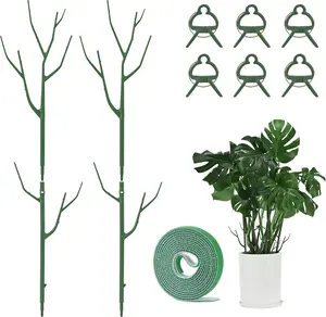 4 Pack  Support Stakes,  Stakes for Indoor and Outdoor . 28inch  Sticks with Extension Poles,  Clips,  Ties for Potted Monstera , Climbing