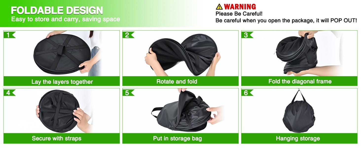 Yesker 8 Layer Herb Drying Rack Hanging Mesh Net Foldable Plant Drying Racks 24" Diameter with Green Zipper & Hook Dryer Hanging Rack for Herbs Seed Bud Fruit Clothes Grow Tent Closets Garden Outdoor