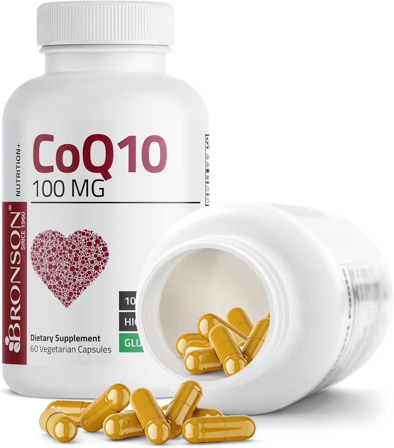 Bronson CoQ10 100 mg (Ubiquinone), High Potency, 60 Vegetarian Capsules | Cellular Energy & Heart Health Support, Powerful Antioxidant, Vegan & Gluten-Free