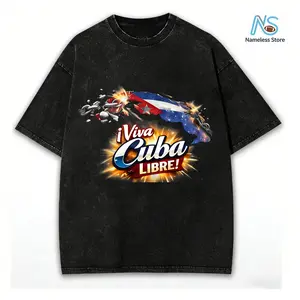 Viva Cuba Libre Shirt - White T-Shirt with Cuban Flag Design for Men and Women