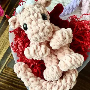 Crochet Dragon Plushie - Blush color, Soft Plush Material, Cute Design, Approximately 8 Inches Tall, Perfect for Cuddling and Gifting