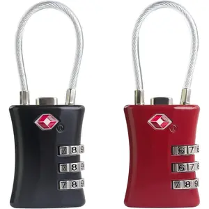 Suitcase Locks TSA Approved, Small Padlock Combination, TSA Locks for Luggage, Combo Travel Padlock with Code for Backpack, Gym Locker, Ammo Can (Black+Red)