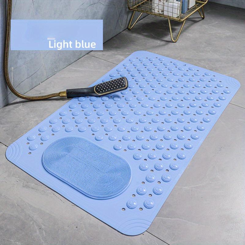 1pc non-slip shower mat, bathtub mat with drain holes and suction cups, foot massage shower rug, home bathroom, bathroom necessities.