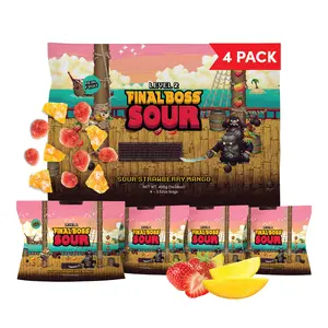 Final Boss Sour - Level 2 Sour Strawberry & Mango – 4-Pack Real Fruit Sour Snack (3.5oz Pouches)