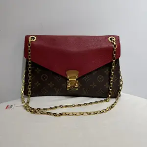 Pre-owned Louis Vuitton LV Monogram Burgundy Leather Flap Chain Crossbody Bag