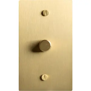 Select Lighting Satin Solid Brass Rotary Dimmer Switch, 15A 120V AC Wall Mount, TRIAC/Leading Edge 1-Way Compatible, Dimmable LED Light Control with Knob, Faceplate & Dimming Module