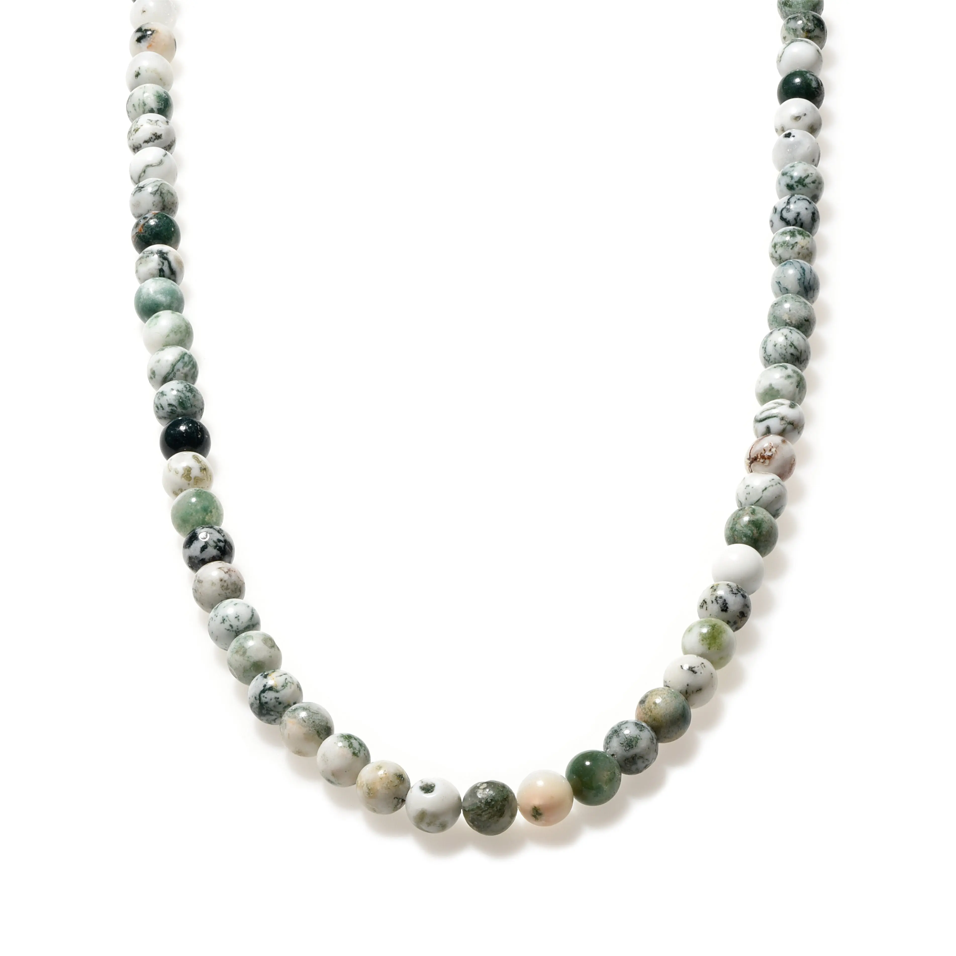 Tree Agate Beaded Natural Crystal Necklace, Earth-Infused Jewelry for Adults, Supports Daily Emotional Balance, Grounds in Nurturing Energy