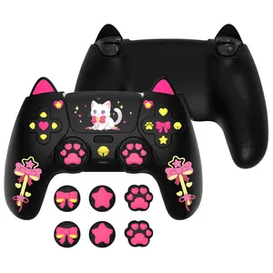 Silicone Cover for ps5 Controller with 6 Joystick Caps and 6 Sticker, Soft Anti-Slip Full Protection Grip Skin Compatible with ps5 Charging Dock - Black