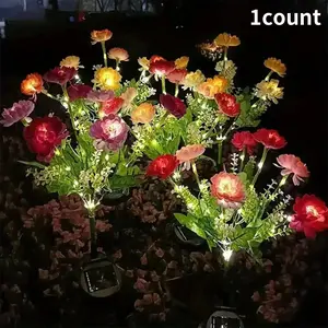 Solar Powered Seven-Head Snowflake Garden Light, LED Ground Stake Lamp for Yard Garden Park Villa Decoration, Outdoor Waterproof Environment Light, Solar Garden Lights, Outdoor Landscape Lights