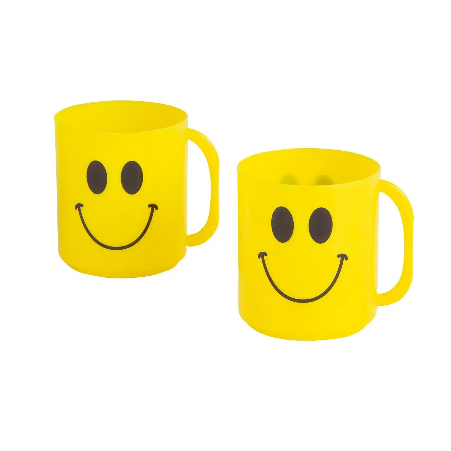 Retro Smile Face BPA-Free Plastic Cups with Handle - 12 Ct. Retro Smile Face BPA-Free Plastic Cups with Handle - 12 Ct.