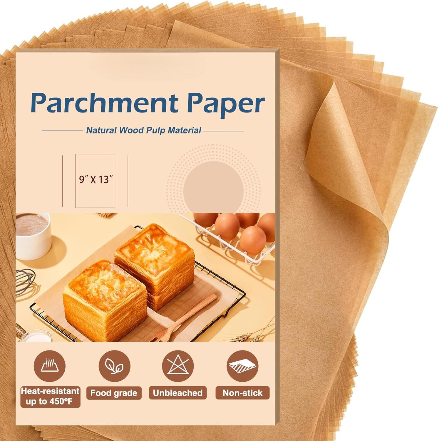 Unbleached Parchment Paper Baking Sheets, 9x13IN Precut Non-Stick Parchment Paper for Baking, Grilling, Air Fryer, Steaming-70 Sheets Unbleached Parchment Sheets for Bread Cup Cake Cookie And More Unbleached Parchment Paper Baking Sheets, 9x13IN Precut Non-Stick Parchment Paper for Baking, Grilling, Air Fryer, Steaming-70 Sheets Unbleached Parchment Sheets for Bread Cup Cake Cookie And More