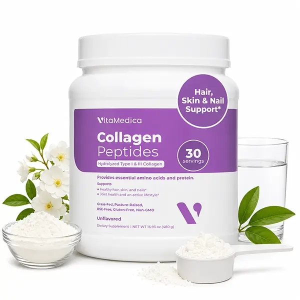 Collagen Peptides Powder for Women & Men, Hydrolyzed Types I & III Grass-Fed Collagen Protein, Supports Healthy Hair, Skin, Nails, Bones & Joint Health, Zero Sugar, 30 Servings