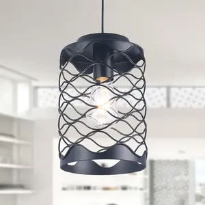 1 Light 6.7' Modern Urban Simple Design Black Finish Linear Chandelier, Home Decoration Pendant Light
