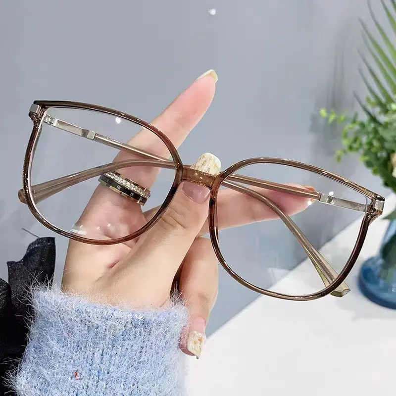 Oversize Cat-Eye Blue Light Glasses - Trending Clear-Tint & Crystal-Clear Non-Prescription Glasses for Women, Anti-Eyestrain, Bold Lightweight Large Frame, Simple Everyday Fashion Accessory