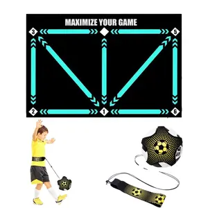 Football Training Mat Set with Belt - Non-Slip, Silent, Improves Coordination for Footwork & Soccer Practice, All Ages & Skill Levels