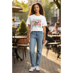 American T-shirt with Lips and Cheetah Print tongue